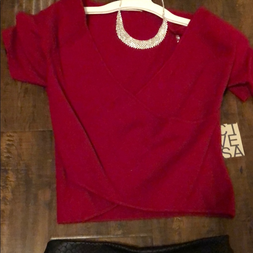 Beautiful Red Crop Top With Skirt